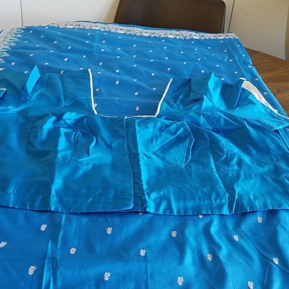 Turquoise blue saree silk read 3x blouse - Picture 4 of 4